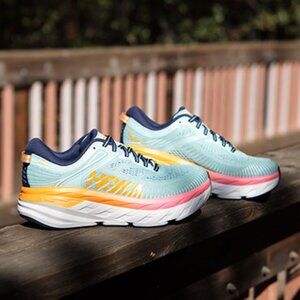 HOKA ONE ONE BONDI 7 BLUE HAZE Running Training Sneaker Turquoise Orange